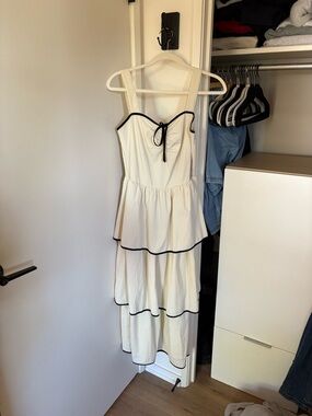 bohme Cream Maxi Dress with Black Trim